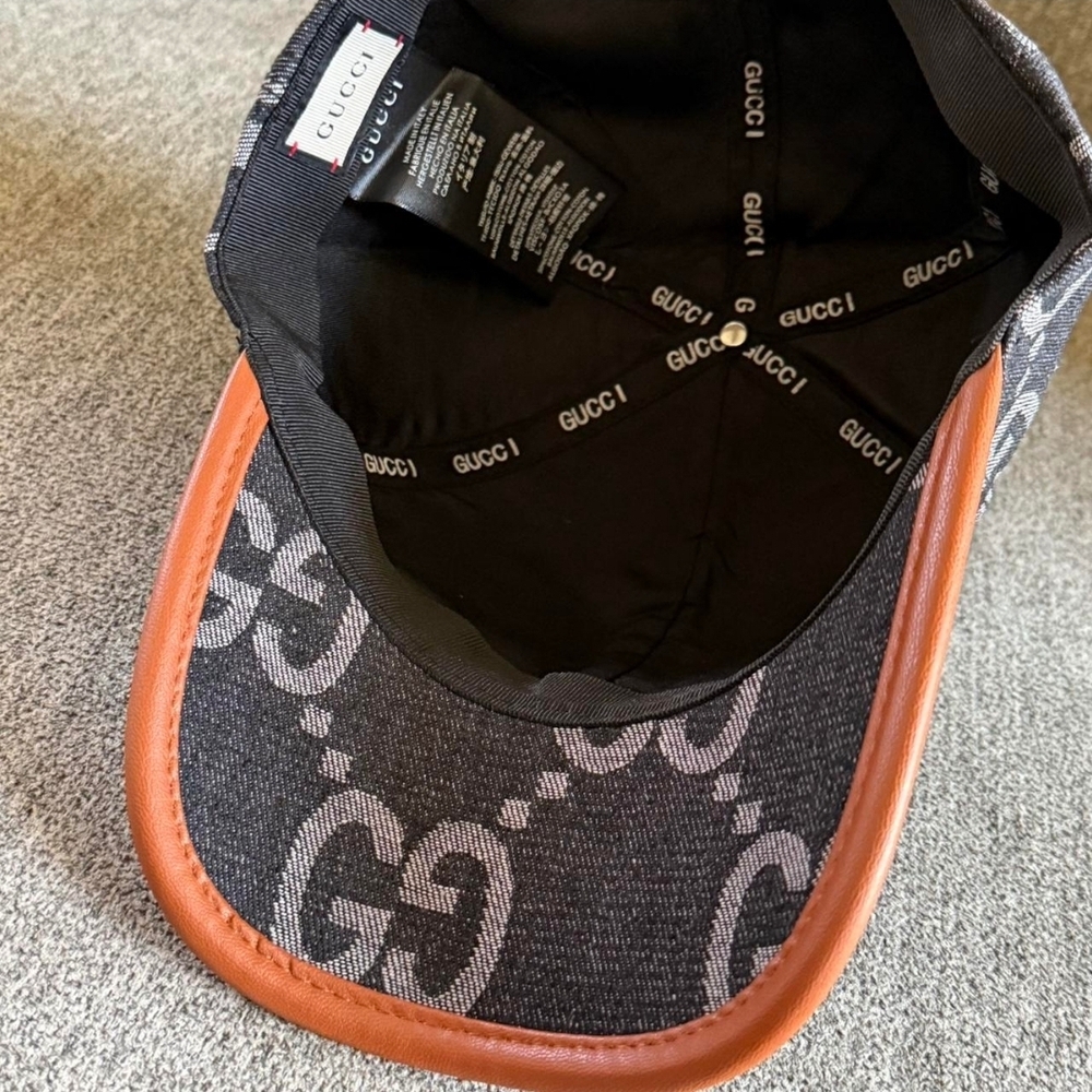 Gucci Denim Black and Tan Monogram Hat - Picture 4 of 4